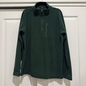 LL Bean Men's Green 1/4 Zip Fleece Pullover Pocket Mock Neck / size Large Tall